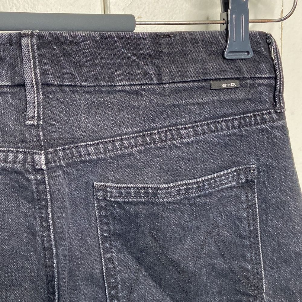 Mother Patch Pocket Roller Ankle Jeans Women 28 Black who’s sorry now Wide Leg - Picture 7 of 9